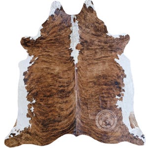 Brindle Cowhide Rug: Brazilian White Belly Hide