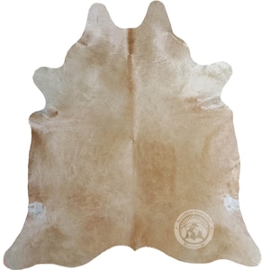 Beige Cowhide Rug – Natural Real Leather – Modern Farmhouse Decor – Large Soft Area Rug – Genuine Hair-on-Hide
