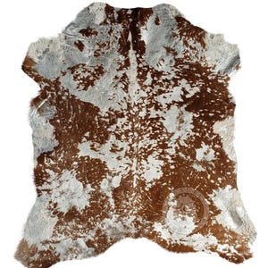 Metallic Silver on Brown Calfskin Hide: Perfect for Leatherworking & Artisan Creations