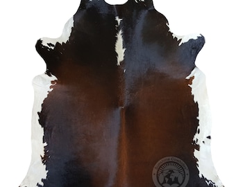 Real Cowhide Rug – Brazilian Black, White and Reddish Hide