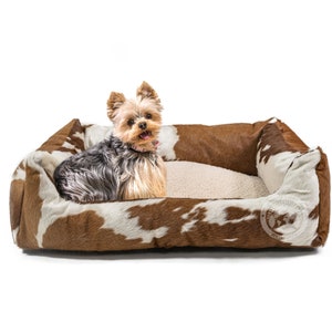 Premium Cowhide Pet Bed: Stylish Comfort for Your Furry Friend