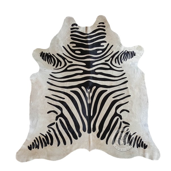 Unique Zebra Cowhide Rug: Luxurious Décor Statement