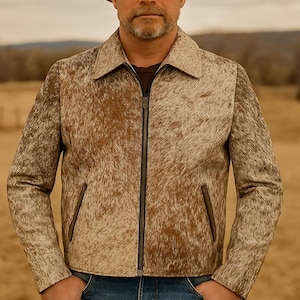 Tricolor Cowhide Leather Jacket - Large