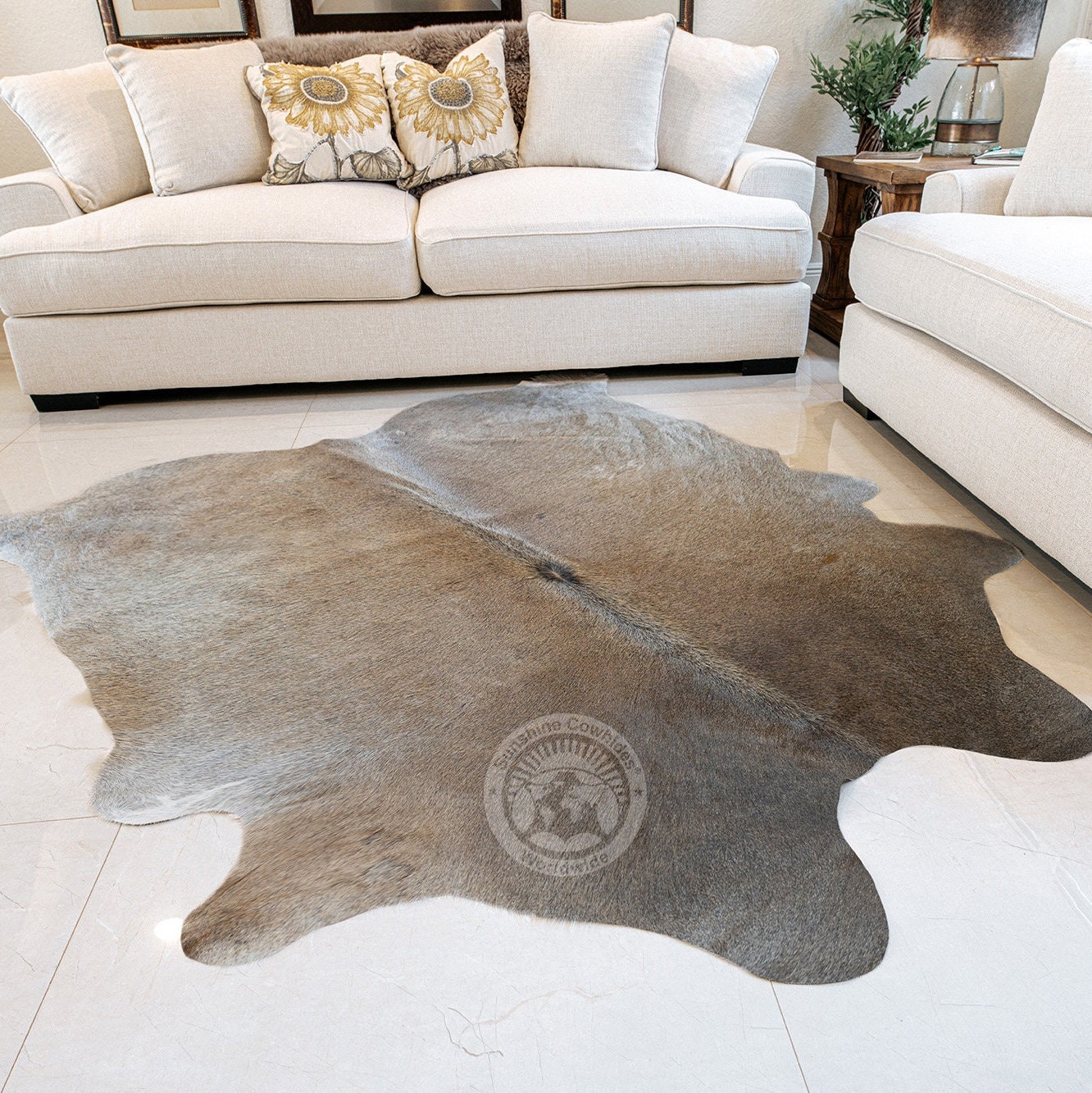 本物のグレーベージュ牛革ラグ - M/L/XXL - Etsy 日本