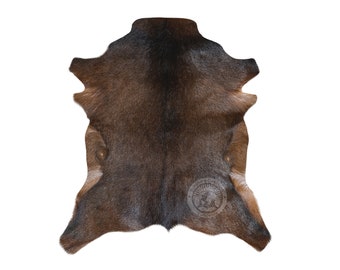 Brown Goatskin, Genuine Leather rug - Size 2x3'