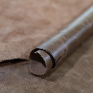 Coffee Full Grain Leather Scrap: Upholstery Sheets
