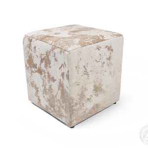 Taburete de piel - Otomana de piel de grano superior / Piel natural - 45 x 45 x 48 cm imagen 2