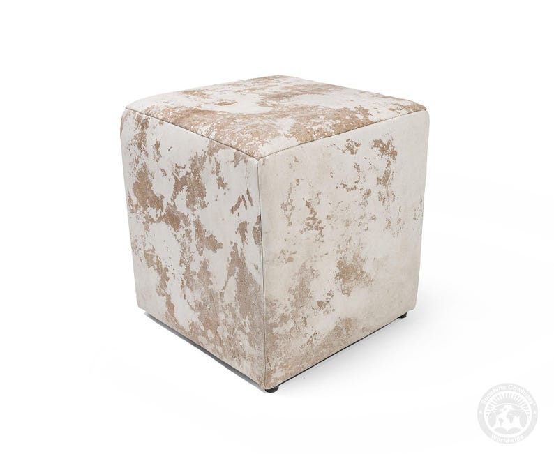 Taburete de piel - Otomana de piel de grano superior / Piel natural - 45 x 45 x 48 cm imagen 2