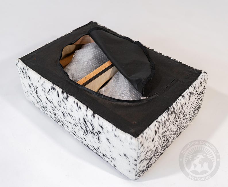 Cowhide Footstool with Wooden Legs, Brindle Light – Natural Hair-on-Hide - 28x18x18" image 8