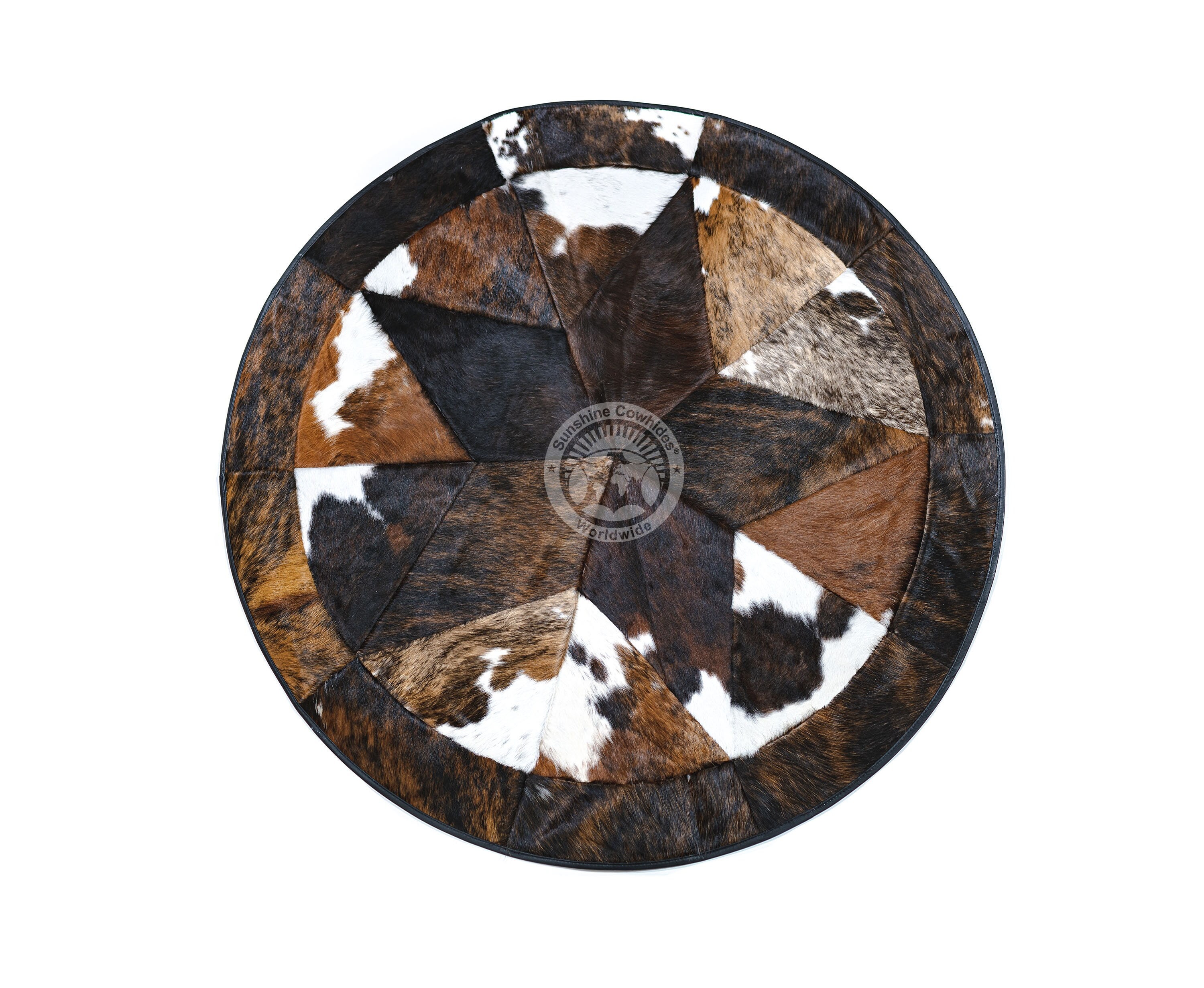 Round Cowhide Rug Tricolor - 60'' Diameter