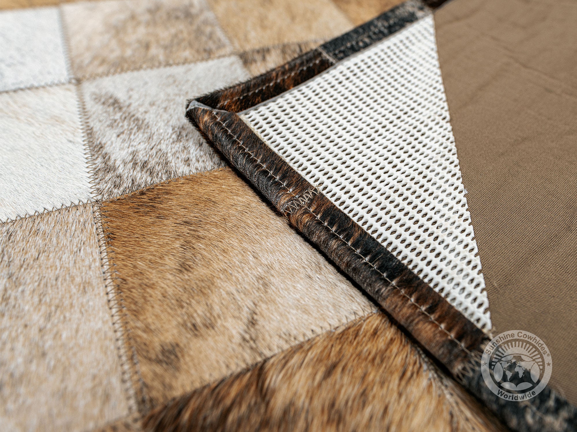 Handmade Cowhide Patchwork Rug – Squares Design Leather Carpet - Etsy