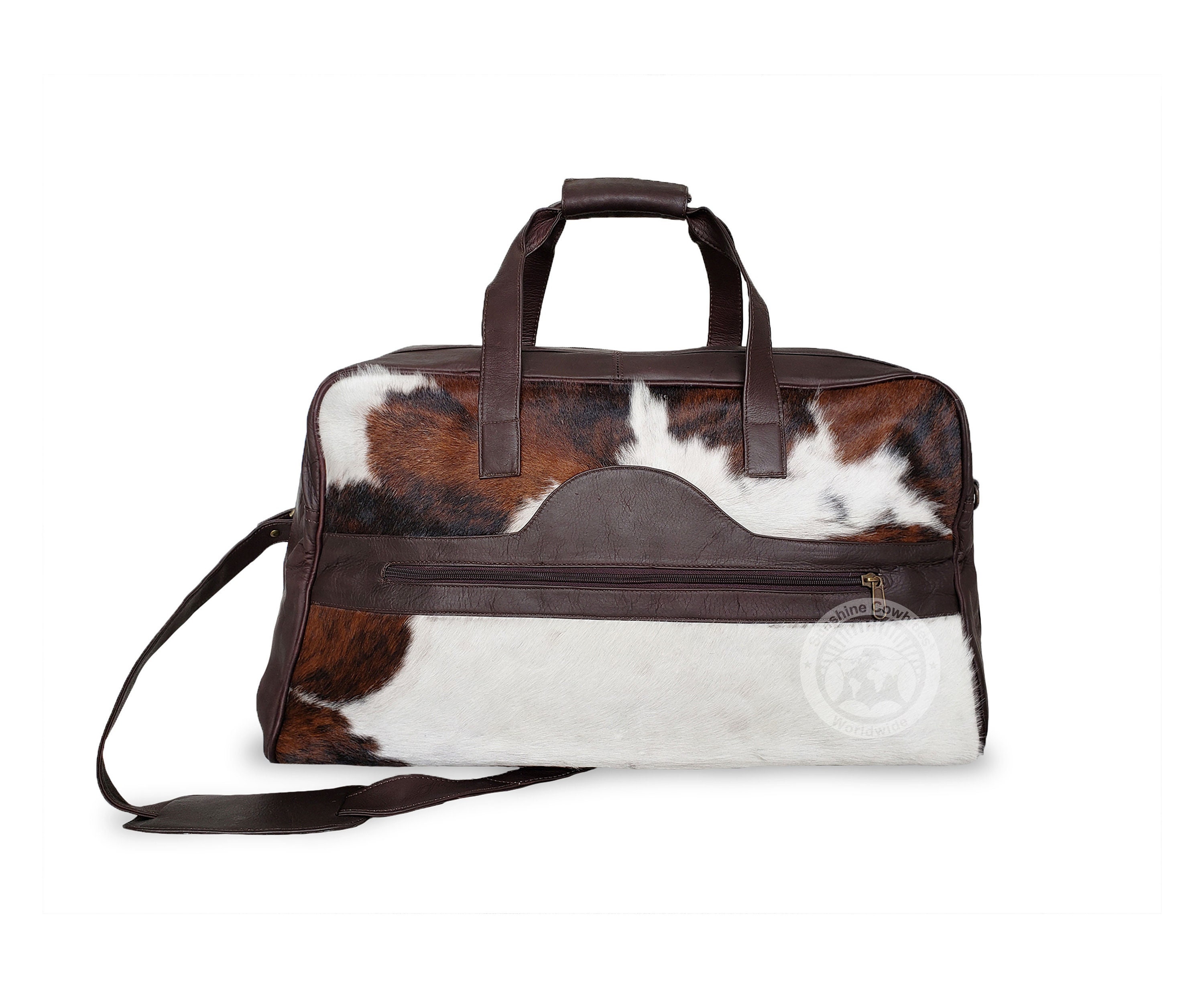 Cowhide Duffel Bag With Leather Straps Travel Bag 