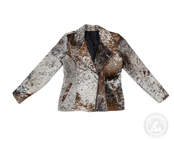 Tricolor Cowhide Leather Jacket - MEDIUM