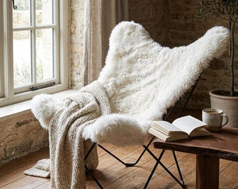 Real Sheepskin Butterfly Chair | Modern Farmhouse Lounge Seating