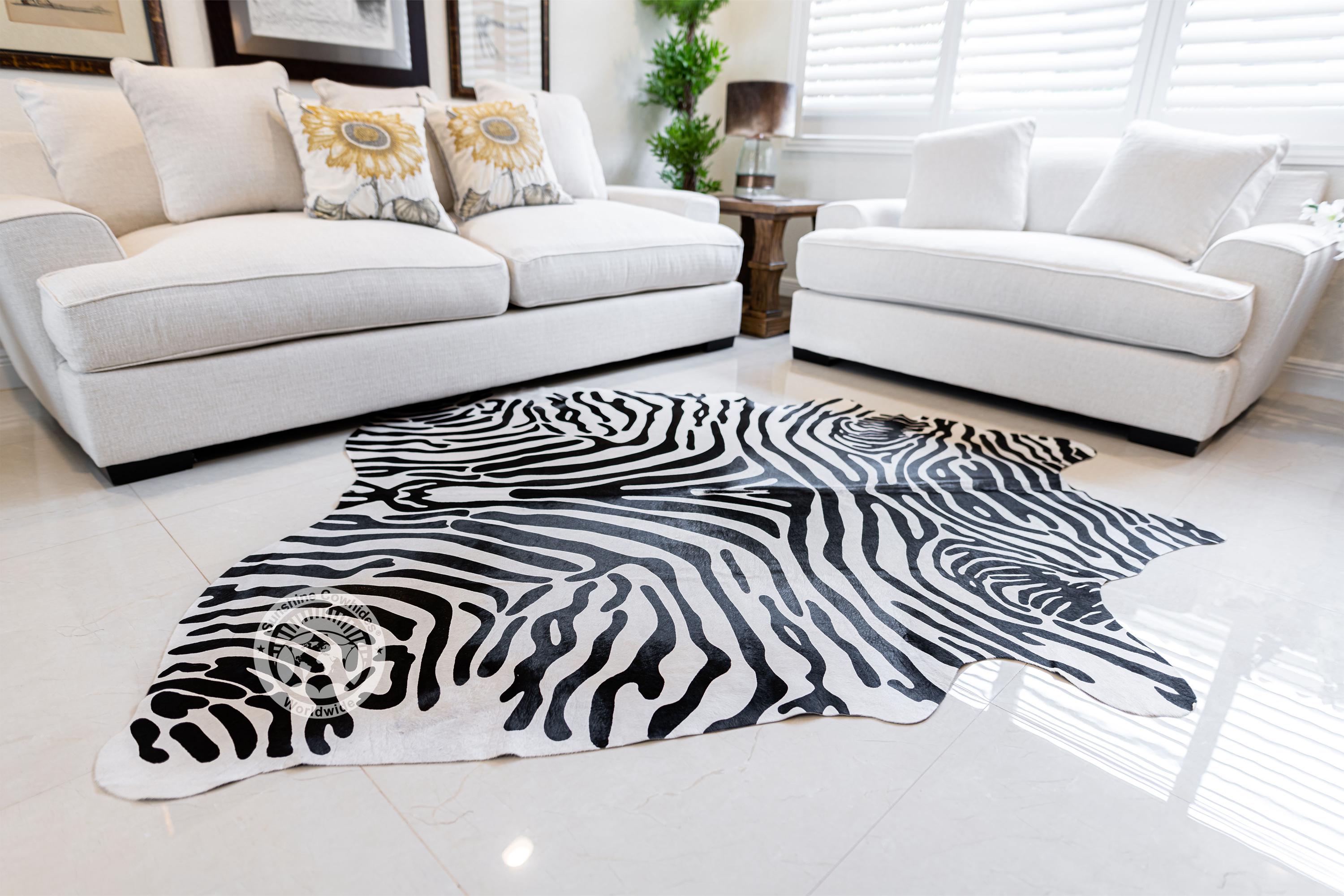 Zebra Hide - Black Stripes on off White Cowhide Rug - Animal Print ...