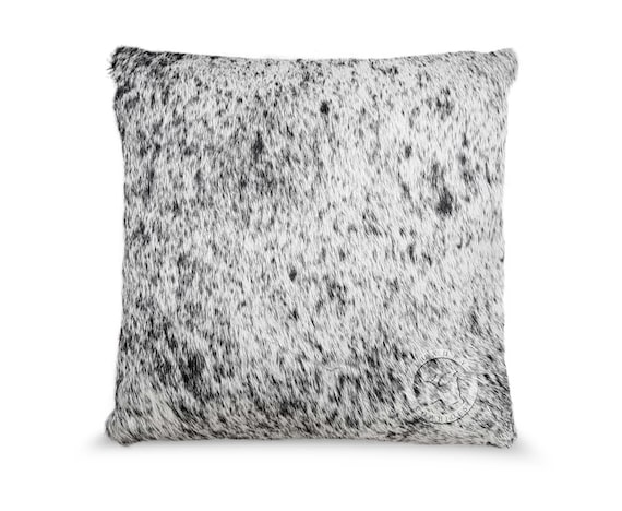 Cowhide Pillow Cover - Salt and Pepper Black and White - Cowhide Cushion Cover - Size 15x15''