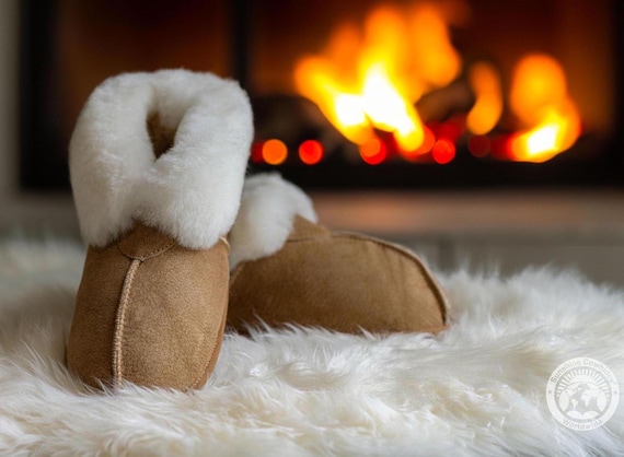 Real Sheepskin Slippers – Cozy, Warm Indoor Slippers for Ultimate Comfort - Soft Sole