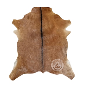 Brown Goatskin Hide, Genuine Leather rug - Size 2x3&#39;