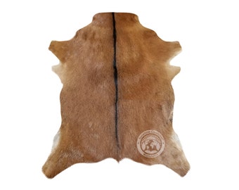 Brown Goatskin Hide, Genuine Leather rug - Size 2x3'