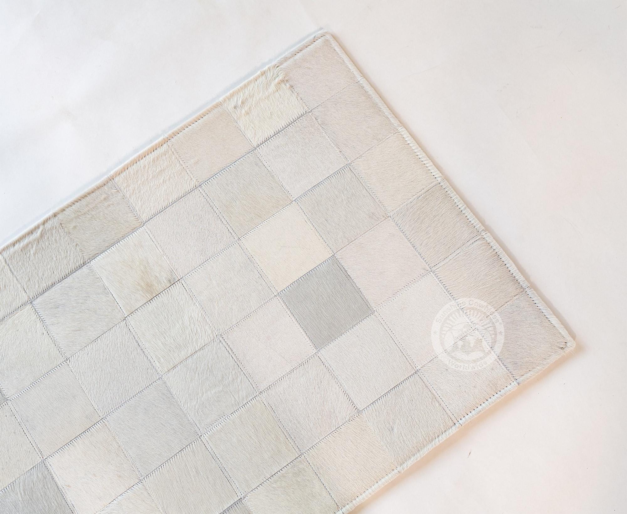 24x35 Rug Natural White Cowhide Pathwork Rug - Bedside - Floormat - Size 24x35 ...