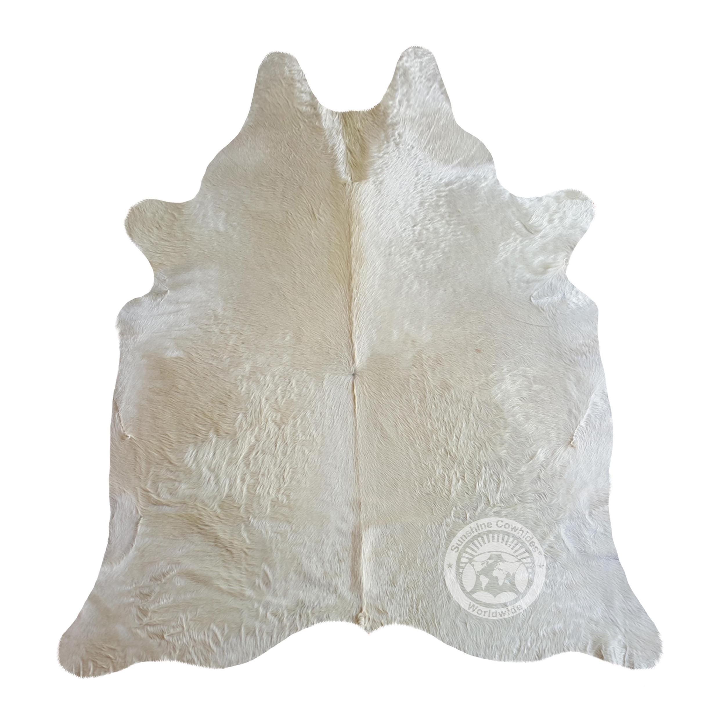 ナチュラルオフホワイト牛革ラグ：ブラジル産毛付きハイド