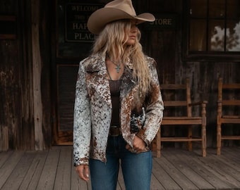Tricolor Cowhide Leather Jacket - MEDIUM