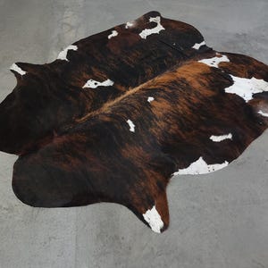 Tricolor Cowhide Rug - Size 5.8X7.1' - Actual Picture