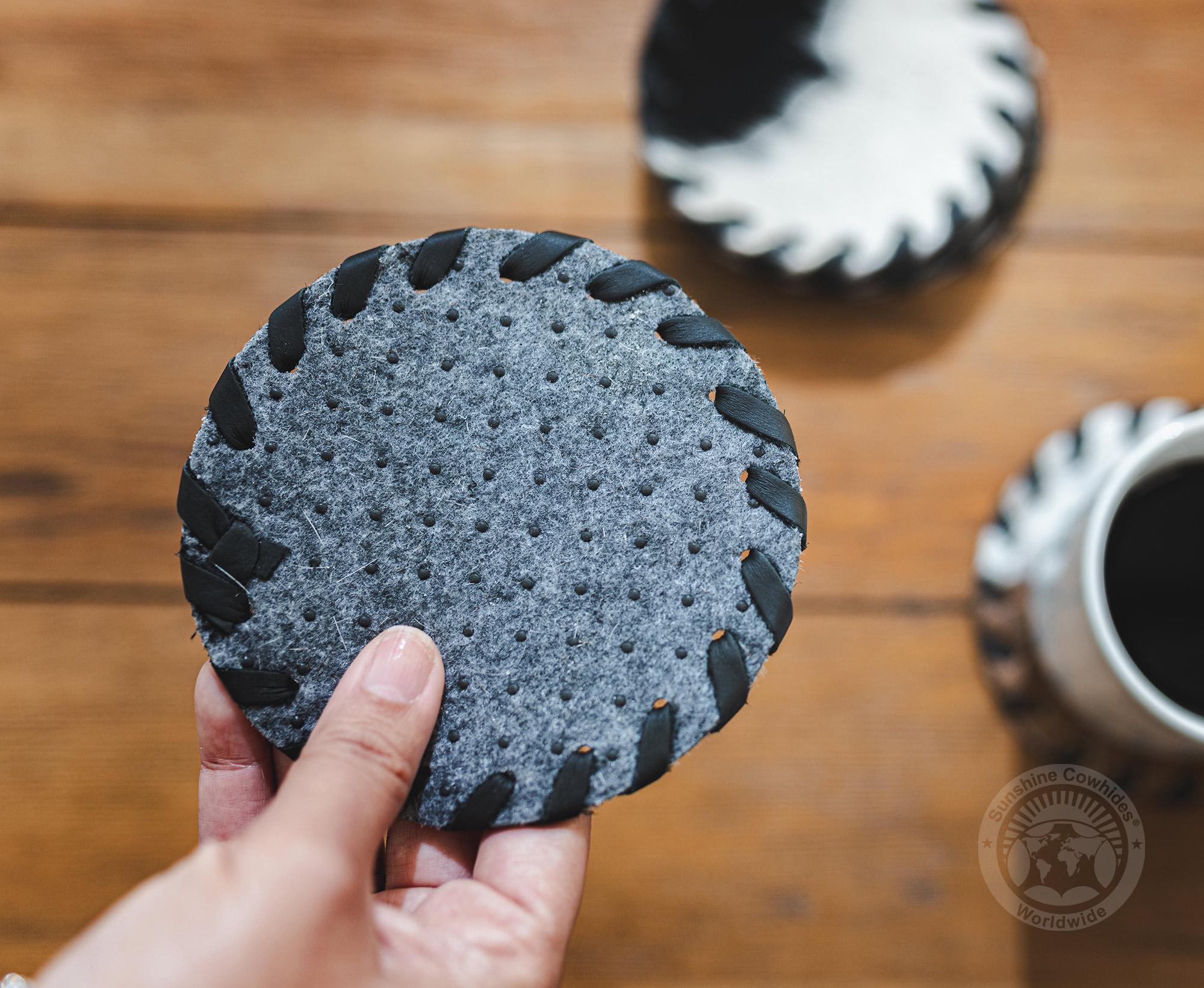 Handmade Cowhide Coasters: Rustic Leather Drink Coasters, Ranch Decor ...