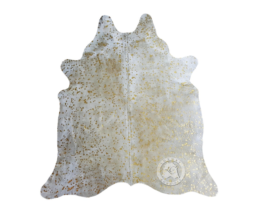 Metallic Gold on off White Cowhide Rug Top Quality Etsy