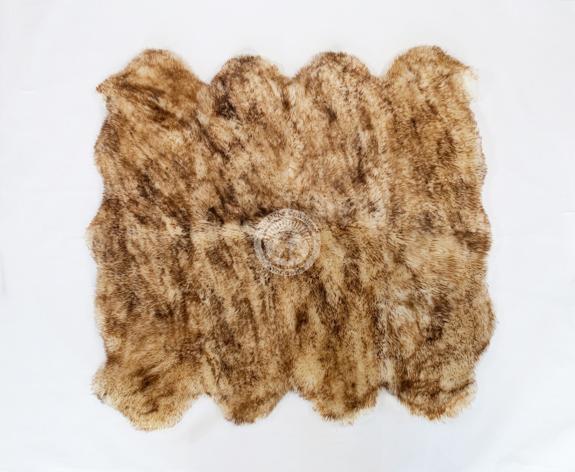 Giant Sheepskin Rug - Tipped Brown - Thick Hair - Real Sheepskin