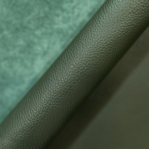 Premium Pebble Grain Leather Scrap upholstery, Leather Sheets - Olive Green