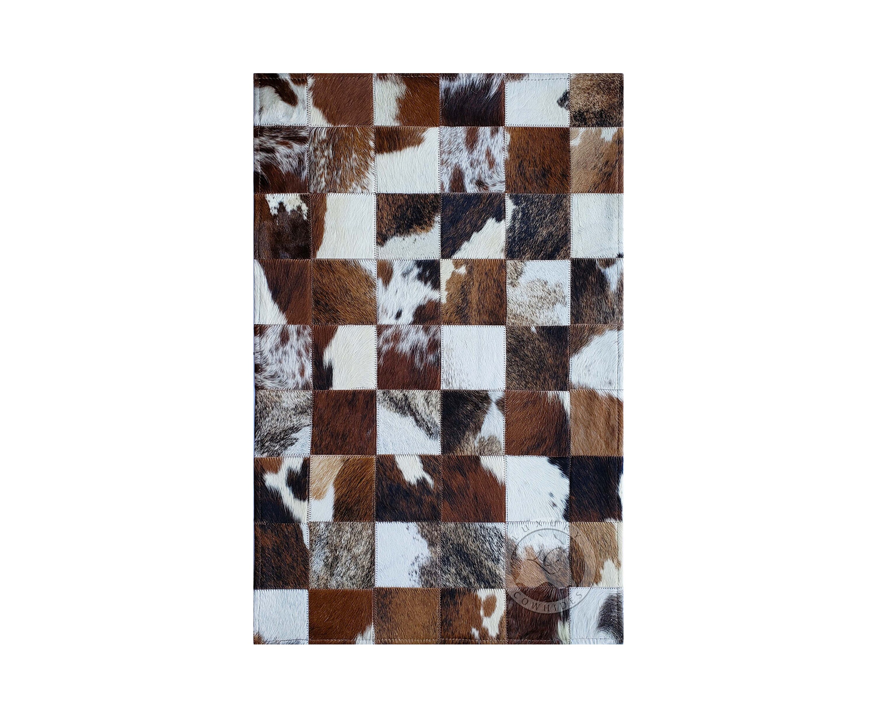 24x35 Rug Cowhide Patchwork Rug - Handmade Bedside and Floor Mat - Size 24x35 ...