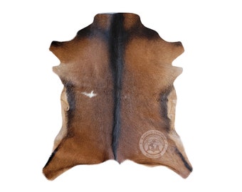 Goatskin Hide Exotic tones, Genuine Leather rug - Size 2x3'
