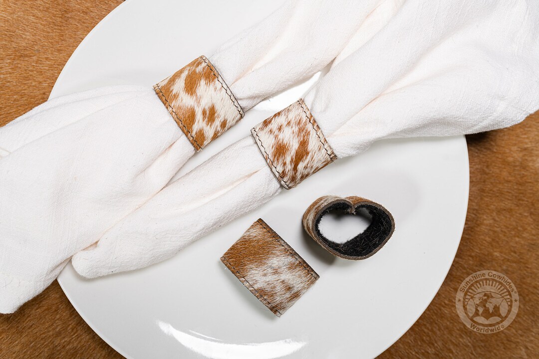 Cowhide Napkin Rings Napkin Holder Set of 4 Etsy