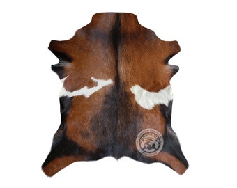 Goatskin Hide Exotic tones, Genuine Leather rug - Size 2x3'