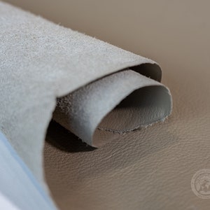 Premium Leather Scrap upholstery - Pebble Grain Leather Sheets - Light Grey