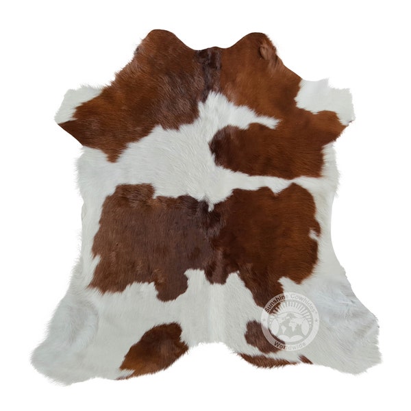 Brown and White Calfskin Hide: Perfect for Leatherworking & Artisan Creations