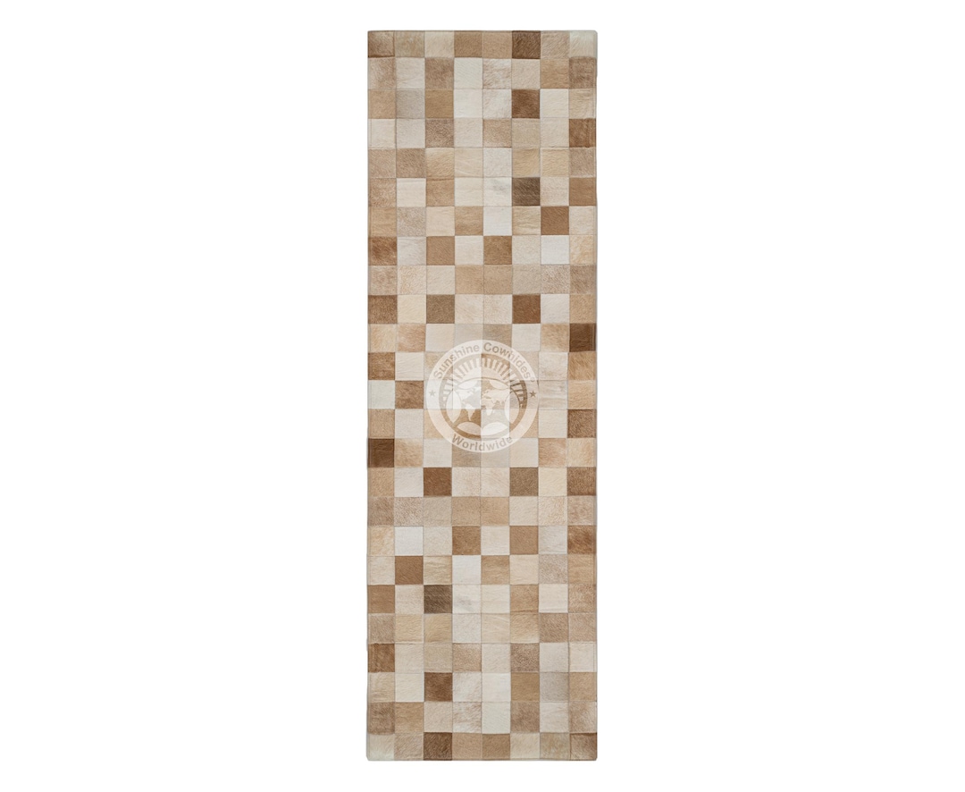 Patchwork Runner Rug - Beige Cowhide - Size 2.5x8' - Etsy