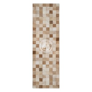 Patchwork Runner Rug - Beige Cowhide - Size 2.5x8&#39;