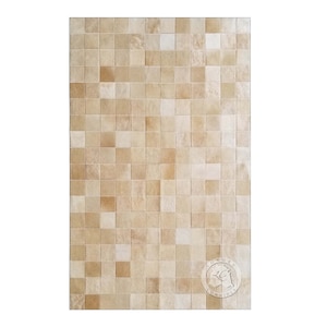 Real Cowhide Patchwork Rug, Beige Tones - Leather Patchwork Rug
