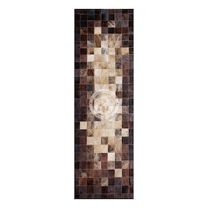 Tapis de passage en cuir de vachette fait main - Tapis en cuir de luxe - Taille 3 x 12 pi