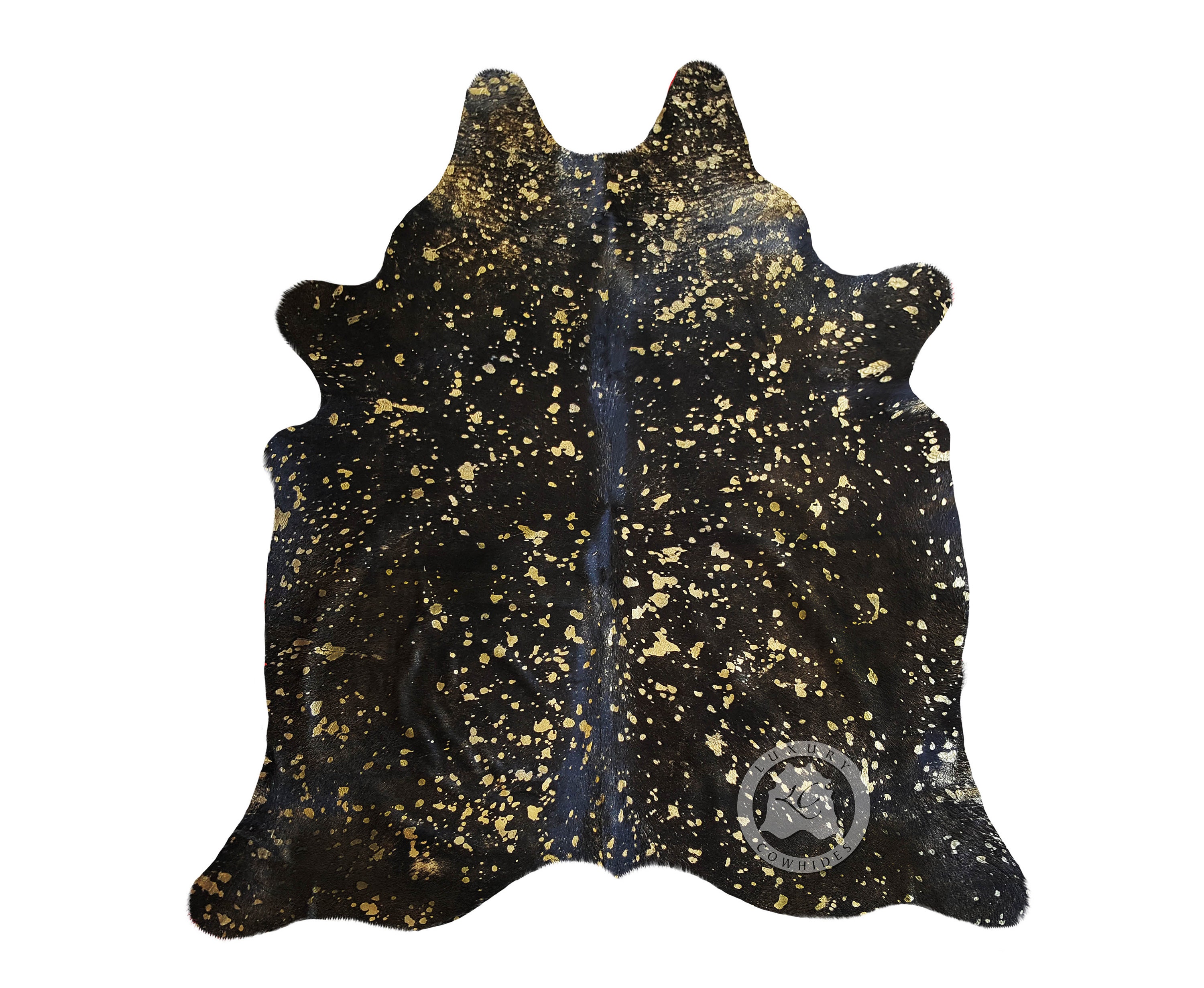 Metallic Gold On Dyed Black Cowhide Rug Top Quality Etsy