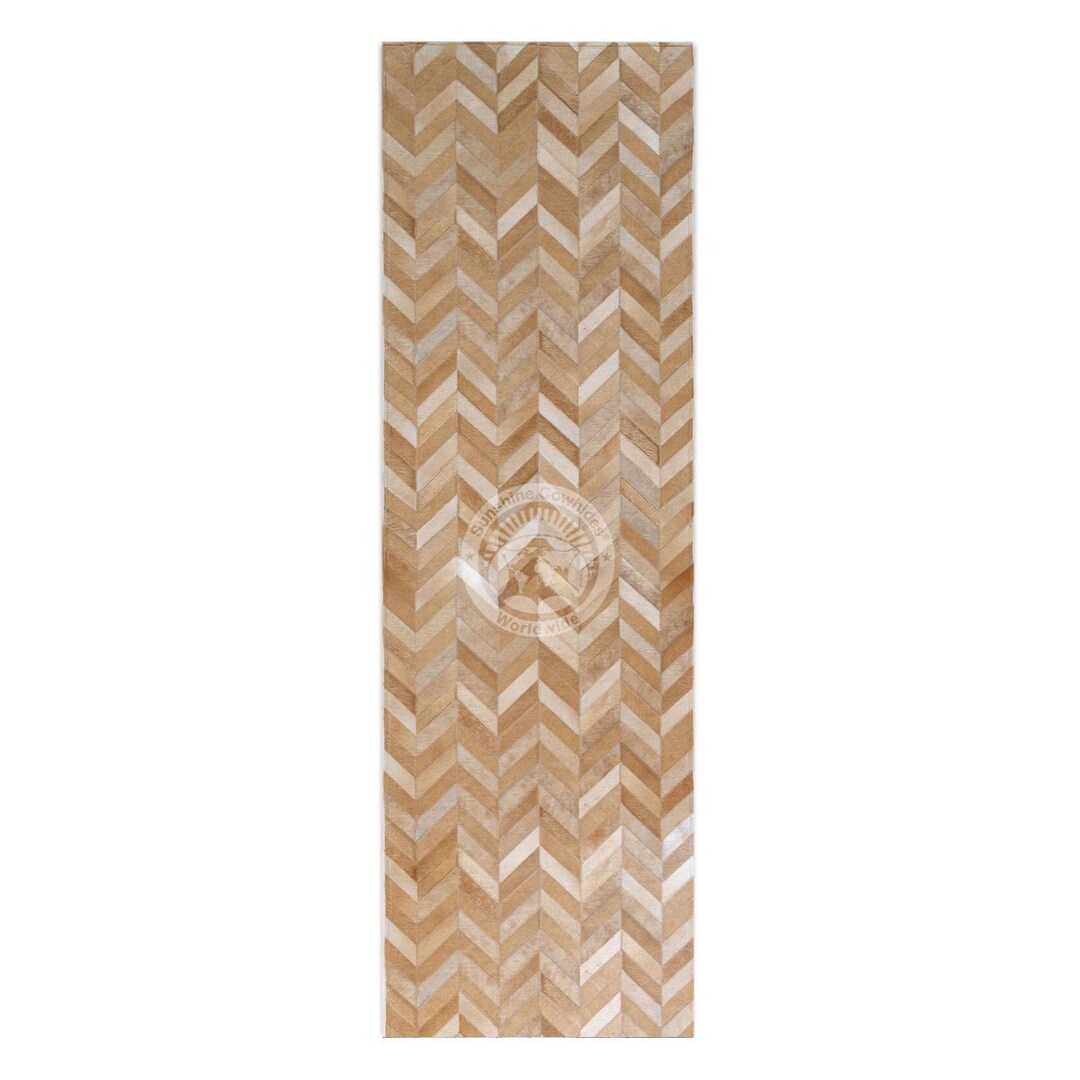 Chevron Cowhide Patchwork Runner Rug - Brazilian Leather - Etsy