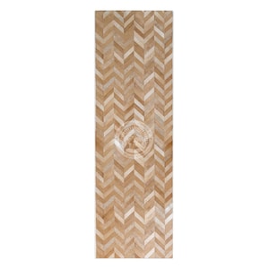 Chevron Cowhide Patchwork Runner Rug - Brazilian Leather