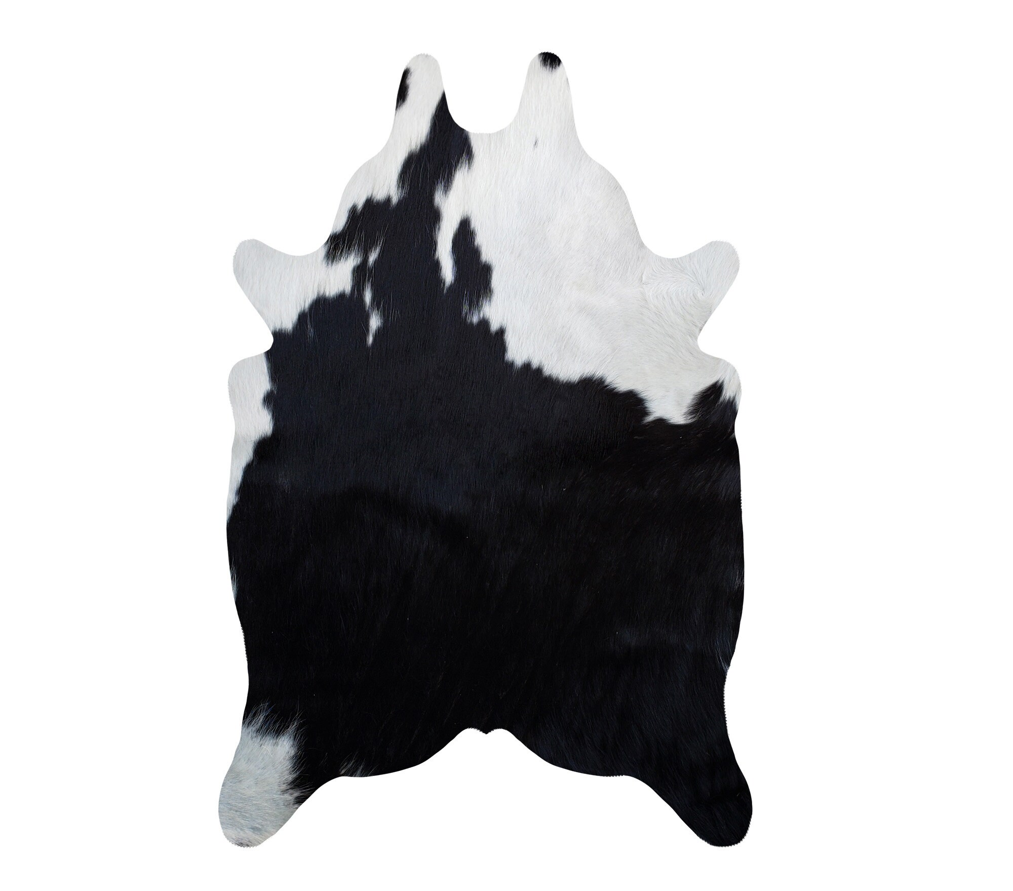 Tapis En Cuir De Vache Véritable – Noir Et Blanc – Motif Peau De Bête – Moderne – Anti-dérapant