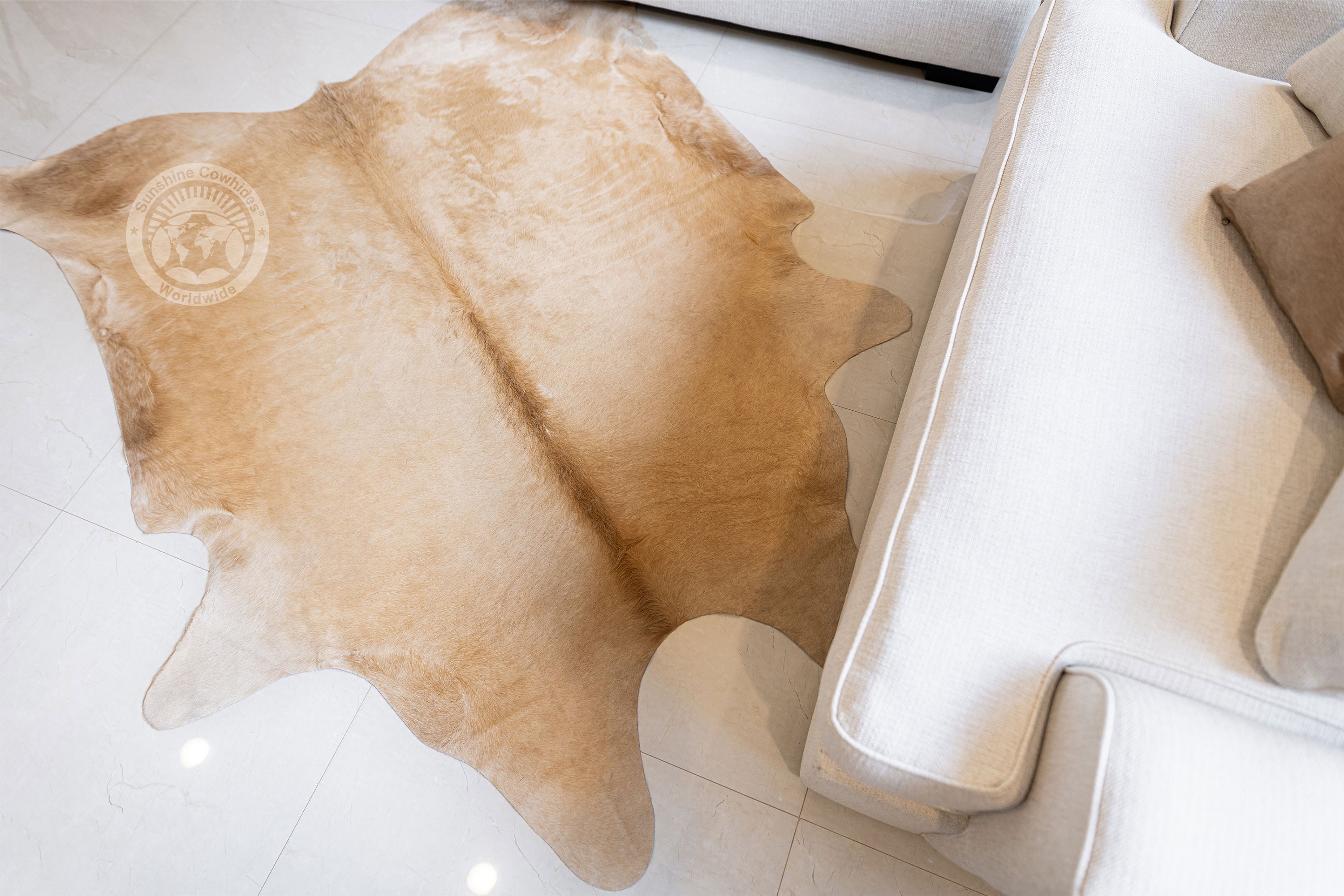 ベージュ牛革ラグ：本物のブラジル産牛革 - M/L/XXL - Etsy 日本