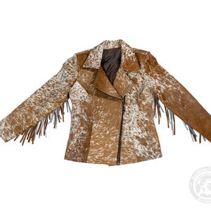 Cowhide Leather Jacket with Fringe – Women’s Size 6 (Small) image 3