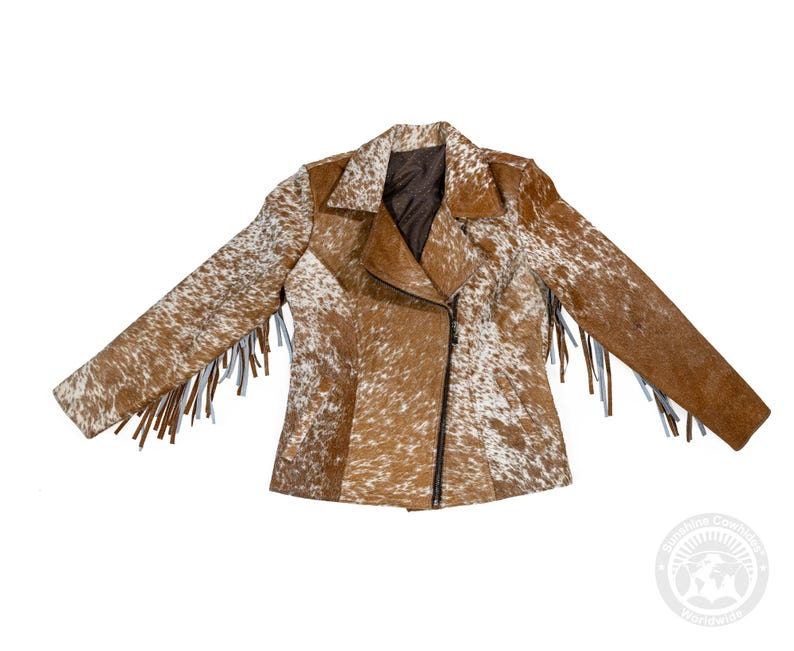 Cowhide Leather Jacket with Fringe – Women’s Size 6 (Small) image 3