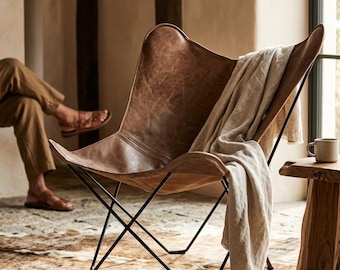 Leather Butterfly Chair | Modern Rustic Lounge Accent