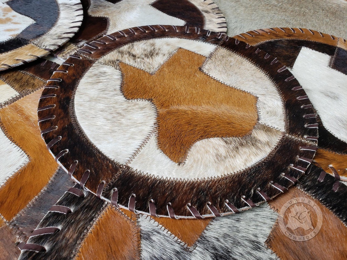 Round Cowhide Placemat Texas Map Set of 2 4 Units or 6 Etsy Canada